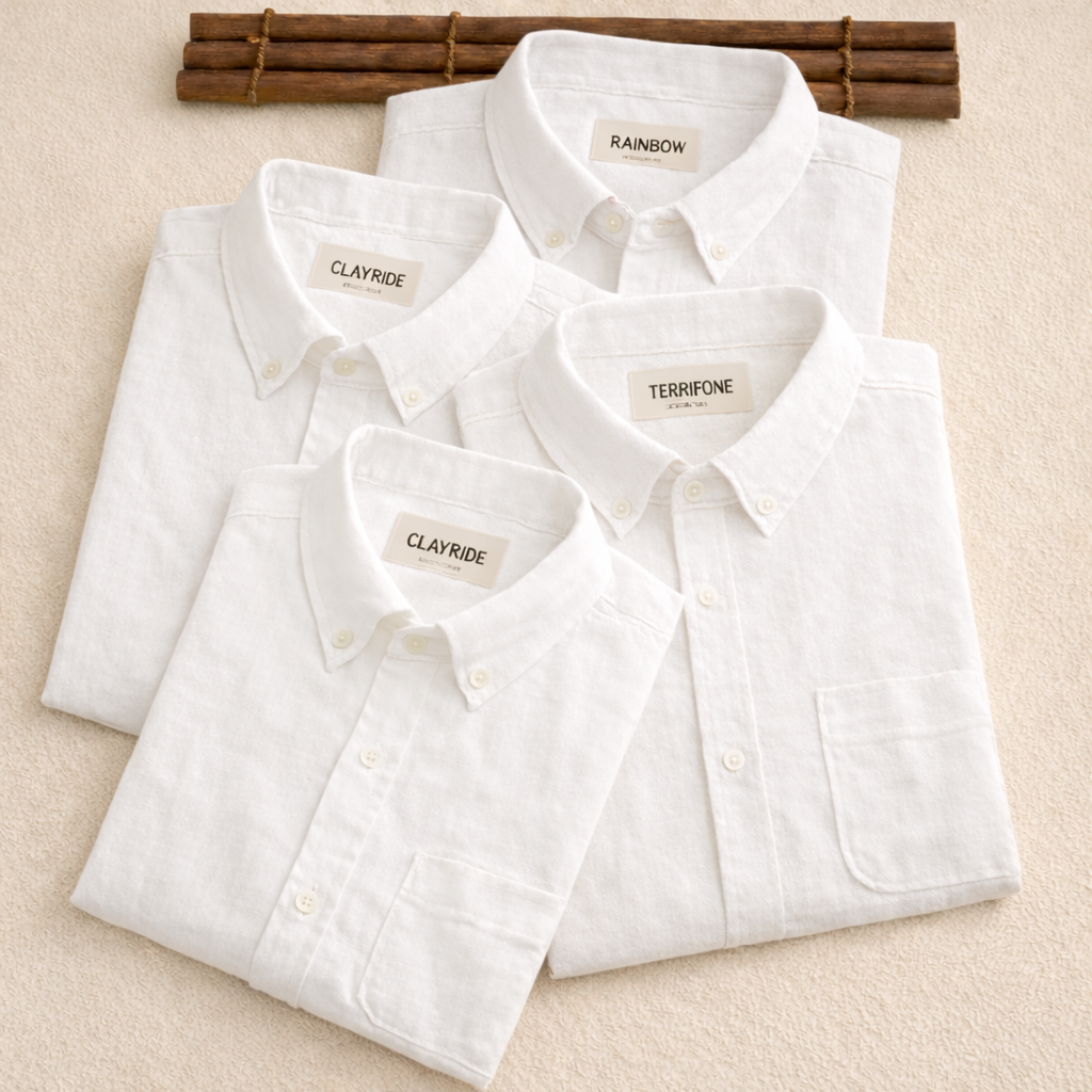 Premium Cotton Linen White Shirts (Pack Of 4)